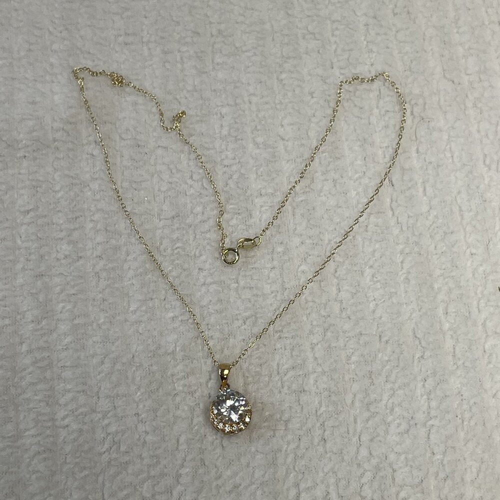 Gold Plated 925 Sterling Indonesia Chain & China Pendant with clear stone